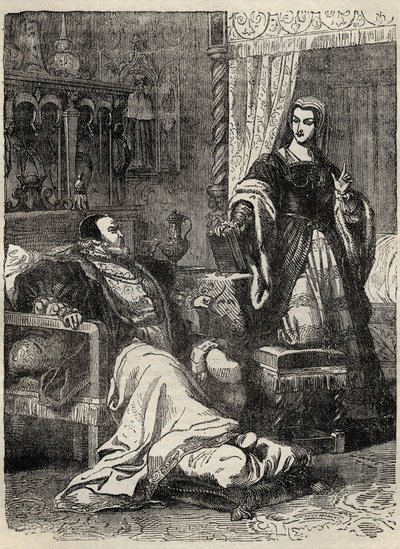Heinrich VIII. und Königin Catherine Parr (1512-1548) - Gravur aus „History of England“ von Cassell Petter & Galpin von English School