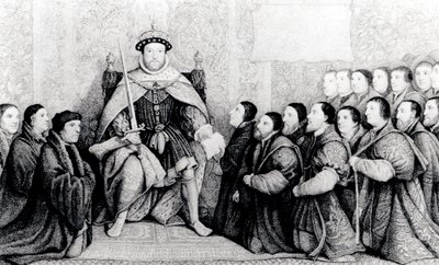 Heinrich VIII. verleiht den Barbierchirurgen die Charta von English School