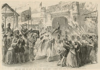 Heinrich V. zieht nach der Schlacht von Agincourt in London ein von English School