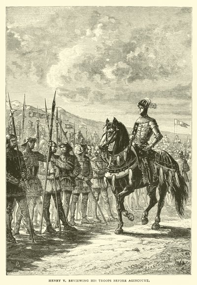 Heinrich V. inspiziert seine Truppen vor Agincourt von English School