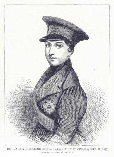 Ihre Majestät in Militäruniform bei einer Parade in Windsor, 28. September 1837 von English School
