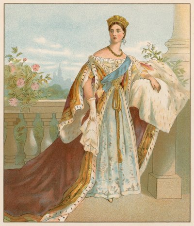 Ihre Majestät in ihren Krönungsroben von English School