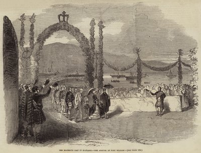 Der Besuch Ihrer Majestät in Schottland, die Ankunft in Fort William (Stich) von English School