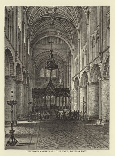 Hereford Kathedrale, das Kirchenschiff, Blick nach Osten von English School