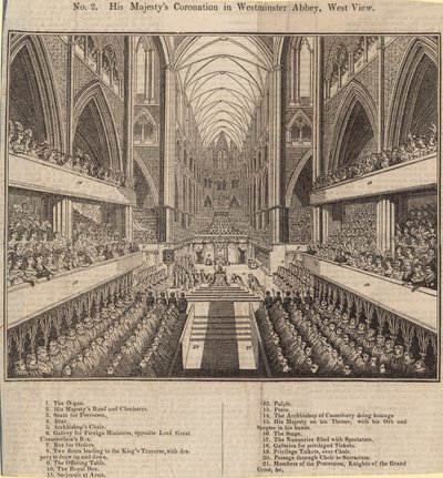 Die Krönung Seiner Majestät in der Westminster Abbey, Westansicht von English School