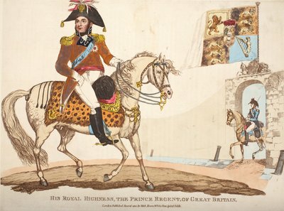 Seine Königliche Hoheit, der Prinzregent von Großbritannien, veröffentlicht von Richard Evans, graviert von Romney, Illustration aus An Historical Account of the Battle of Waterloo von William Mudford, 1816 von English School