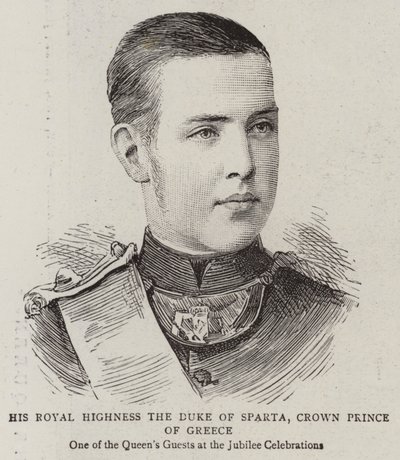 Seine Königliche Hoheit der Herzog von Sparta, Kronprinz von Griechenland (Gravur) von English School