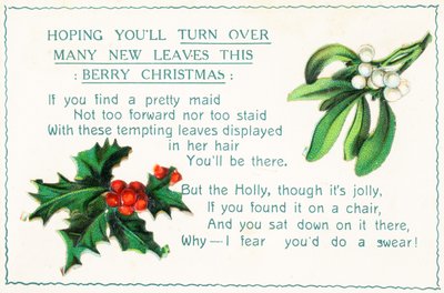 Stechpalme und Mistel, Weihnachtskarte von English School