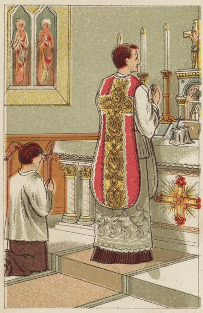Heilige Messe (Farblithografie) von English School