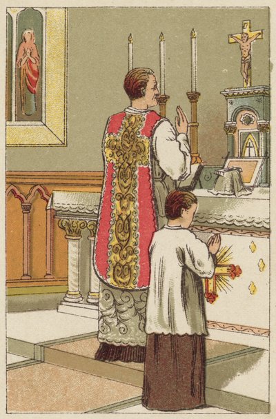 Heilige Messe (Farblithografie) von English School