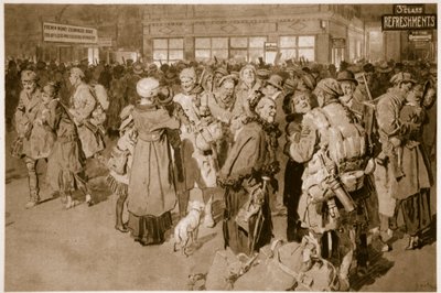 Heimaturlaub: Nach der Ankunft des Schützengrabenspezials am Londoner Endbahnhof, 1914-19 von English School