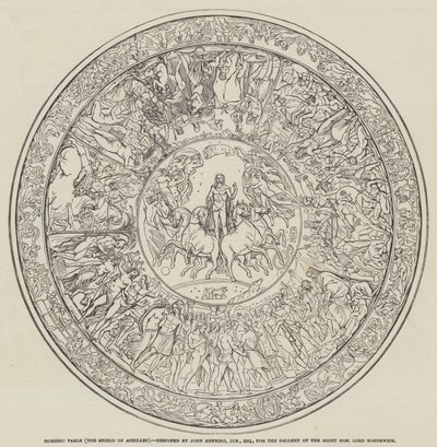 Homerischer Tisch, der Schild des Achilles, entworfen von John Henning, Junior, Esquire (Gravur) von English School