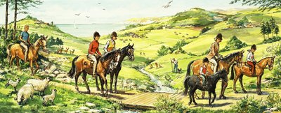 Reiten auf dem Land am Meer von English School