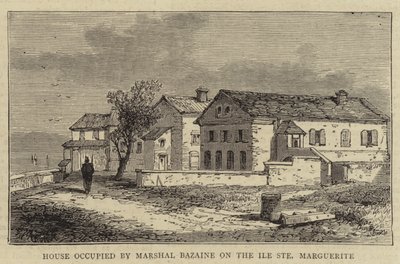 Haus, das von Marschall Bazaine auf der Ile Sainte Marguerite bewohnt wurde (Stich) von English School