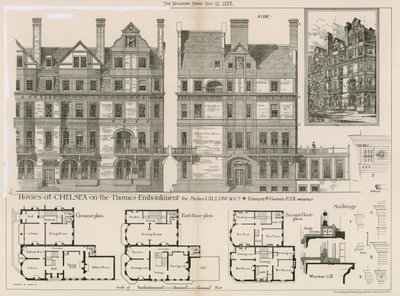 Häuser in Chelsea am Themseufer für Messrs Gillow & Co von English School