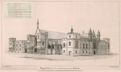 Parlamentshäuser: Vorschläge zur Veränderung der Außenfassade der Gebäude neben der Westminster Hall von English School
