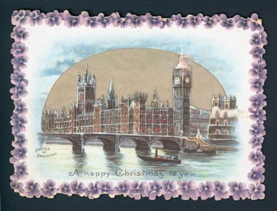 Houses of Parliament im Winter, Weihnachtskarte von English School