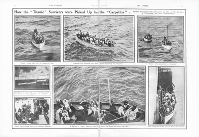 Wie die Überlebenden der Titanic von der Carpathia aufgenommen wurden, aus The Sphere, 04. Mai 1912 von English School