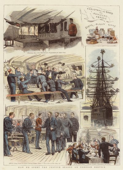 Wie wir die Festtage im Ausland verbrachten (Farblithografie) von English School
