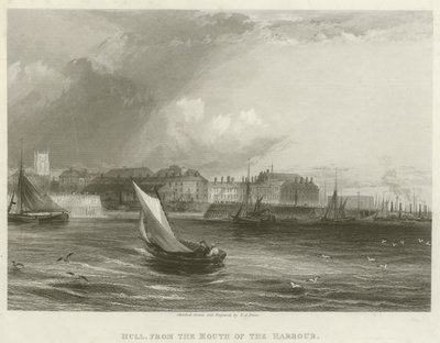 Hull, vom Hafenmund (Gravur) von English School