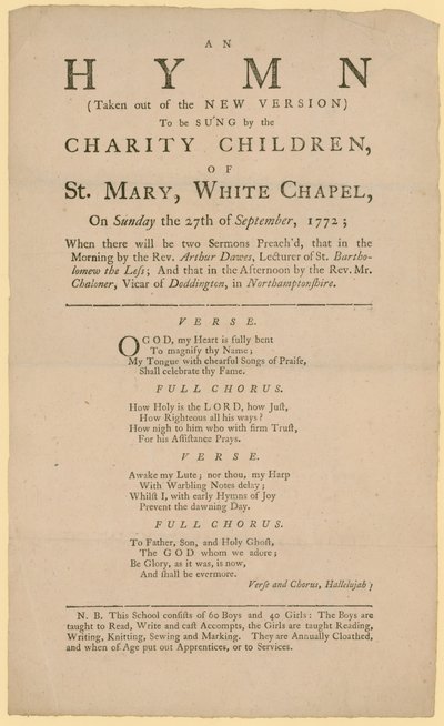 Hymne, die von den Wohltätigkeitskindern von St. Mary gesungen wird von English School
