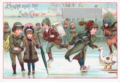Schlittschuhlaufen, Neujahrskarte von English School