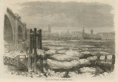 Eis auf der Themse an der London Bridge von English School