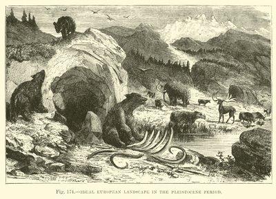 Ideale europäische Landschaft in der Pleistozän-Periode von English School