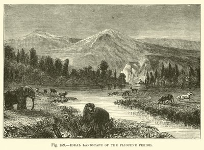 Ideale Landschaft der Pliozän-Periode von English School