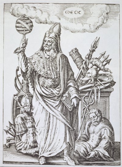 Ideale Figur des Hermes Trismegistus, Kopie einer Illustration aus De Divinatione et Magicis Praestigiis von Jean-Jacques Boissard, 1605, veröffentlicht Ende des 19. Jahrhunderts von English School