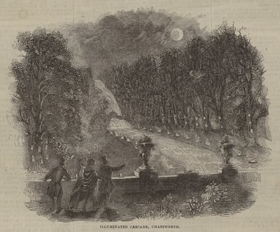 Illuminierter Wasserfall, Chatsworth von English School