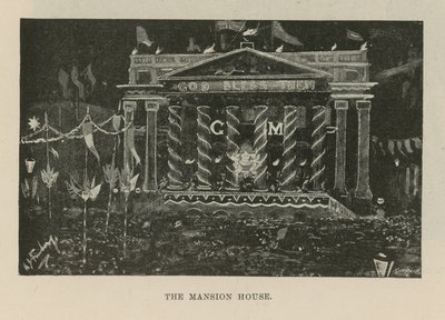 Illuminationen und Dekorationen schmücken das Mansion House von English School