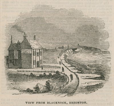 Illustration, die den Erdrutsch in Brighton darstellt von English School