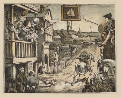 Illustration für Die amüsante Geschichte von John Gilpin von William Cowper (Farblithografie) von English School