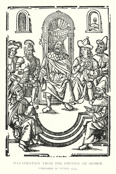 Illustration aus der Ausgabe von Homer, veröffentlicht in Venedig 1525 (Lithografie) von English School