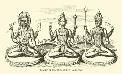 Bilder von Brahma, Vishnu und Shiva von English School