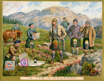 In den Highlands, eine Werbekarte für Huntley & Palmers Biscuits, ca. 1890 von English School