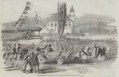 Einweihung einer russischen Kanone im Hafen von Seaham, nahe Sunderland von English School