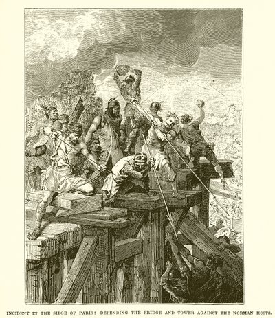 Vorfall bei der Belagerung von Paris: Verteidigung der Brücke und des Turms gegen die Normannen von English School