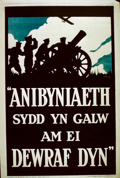 Unabhängigkeit ruft die tapfersten Männer - Walisisches WWI Plakat von English School