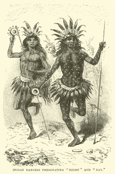 Indische Tänzer, die Nacht und Tag darstellen von English School