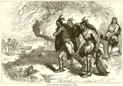 Indianer bringen Biberfelle zur Flotte von English School