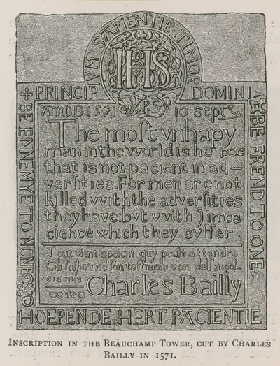 Inschrift im Beauchamp Tower von English School