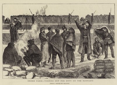 In Paris, Aufbruch zum Dienst an den Wällen (Stich) von English School