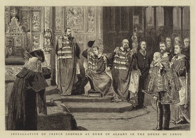 Einsetzung von Prinz Leopold als Herzog von Albany im House of Lords von English School