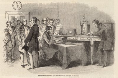 Instrumentenraum der Submarine Telegraph Company in Cornhill von English School