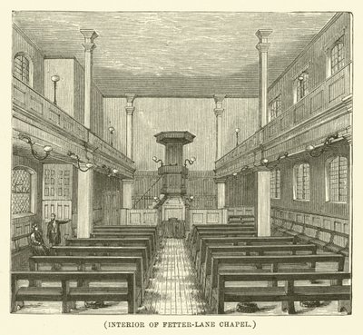 Innenraum der Fetter-Lane-Kapelle (Gravur) von English School