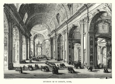 Innenraum von St. Peter, Rom (Gravur) von English School