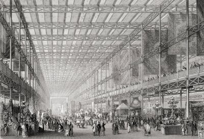 Innenansicht der Großen Industrieausstellung von 1851 im Hyde Park aus der Enzyklopädie der nützlichen Künste & Manufakturen, herausgegeben von Charles Tomlinson, ca. 1880er Jahre von English School
