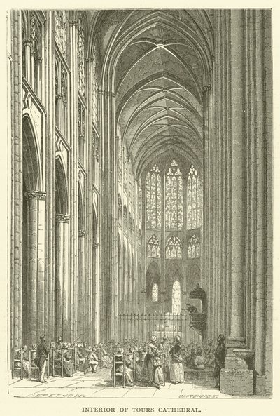 Innenraum der Kathedrale von Tours (Gravur) von English School